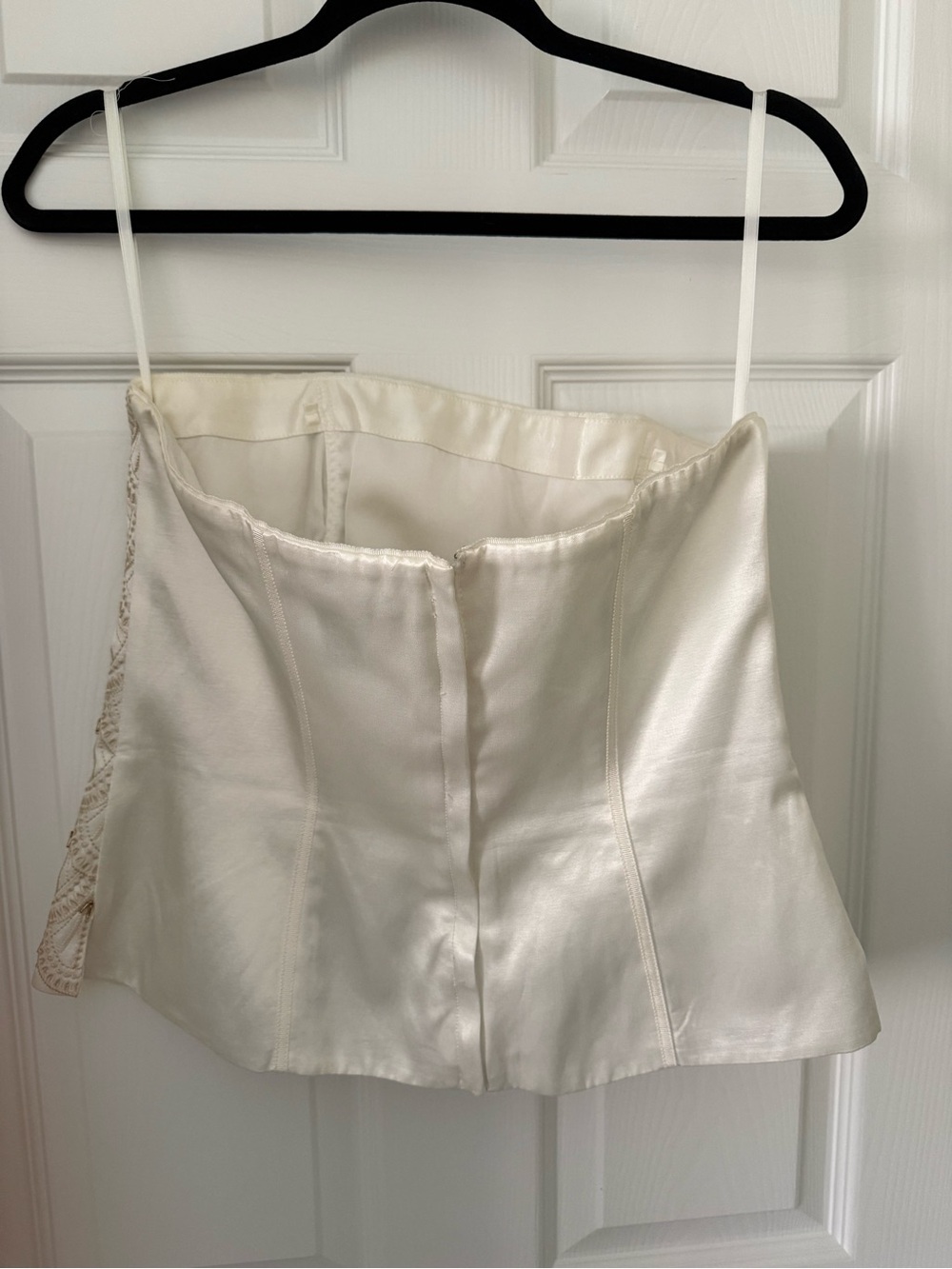White House Black Market Cream Strapless Bustier Top with Removable Straps - Picture 3 of 5